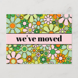 Postal Retro Spring Floral Nueva dirección / Nos hemos mu