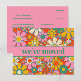 Postal Retro Spring Floral Nueva dirección / Nos hemos mu