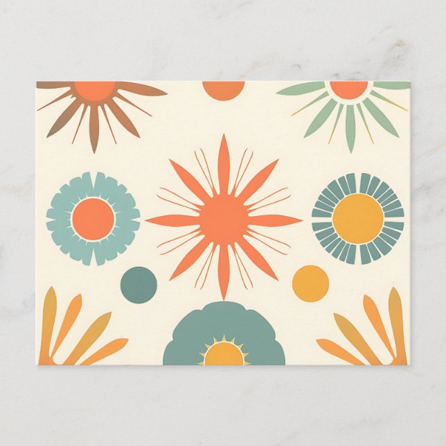 Postal Retro Starburst y Formas de Mitad de Siglo  (Anverso)