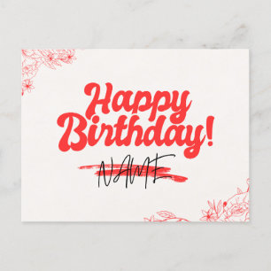 Postal Retro Style Happy Birday Card -Bold & Fun Design