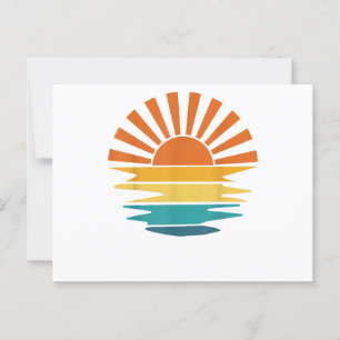 Postal Retro Sunset Rays Wavy Vintage Retro Sunshine Sun