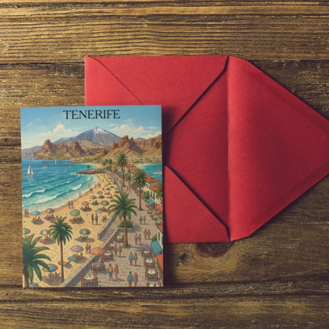 Postal Retro Tenerife Islas Canarias España Playa  (Retro Tenerife Canary Islands Spain Beach Postcard)