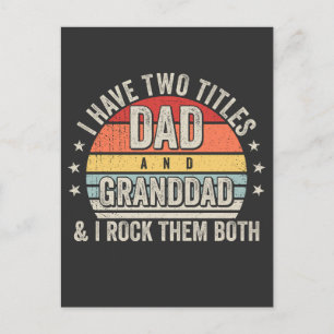 Postal Retro Tengo Dos Títulos Papá y Abuelo