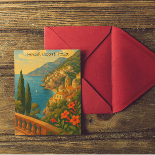 Postal Retro Travel Amalfi Coast Italia
