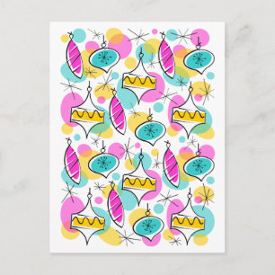 Postal Retro Tree Baubles Multipostal vertical