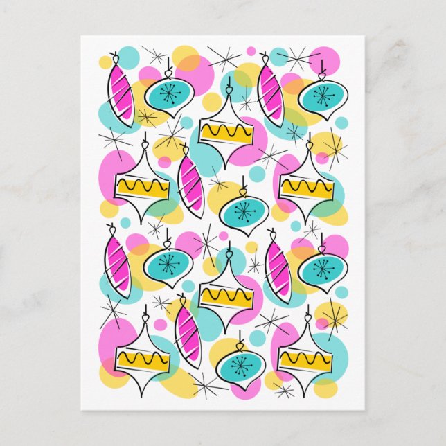 Postal Retro Tree Baubles Multipostal vertical (Anverso)