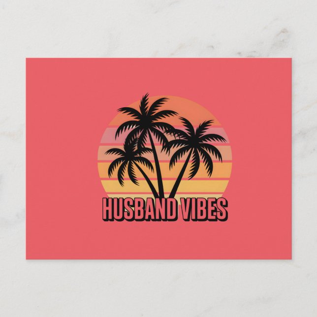 Postal Retro Tropical Sunset Husband Vibes (Anverso)