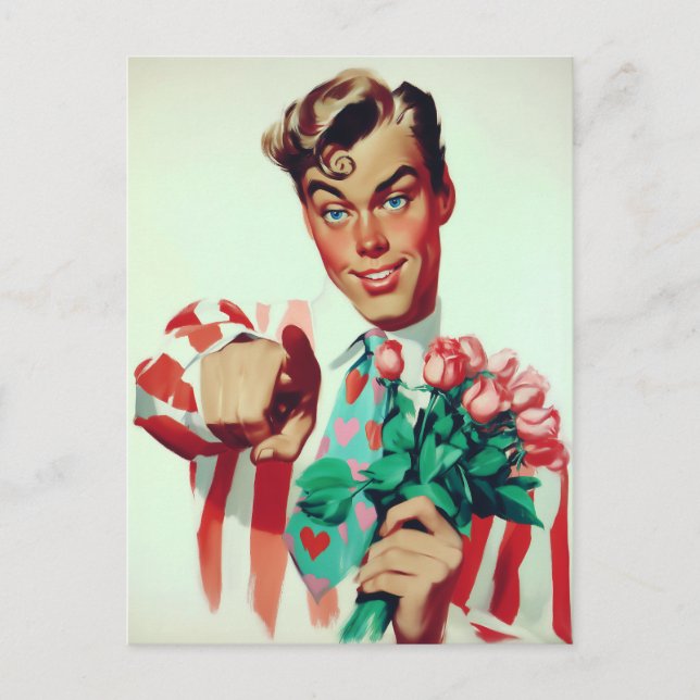 Postal Retro Valentine Flirty Guy (Anverso)