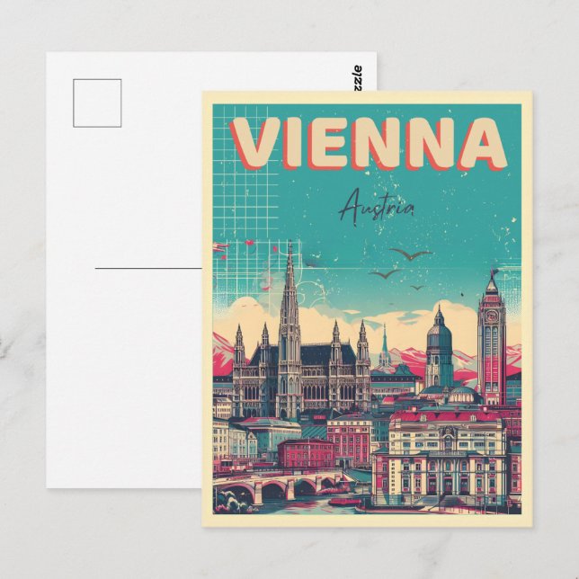 Postal Retro Viena ciudad Austria regalo de skyline (Anverso / Reverso)