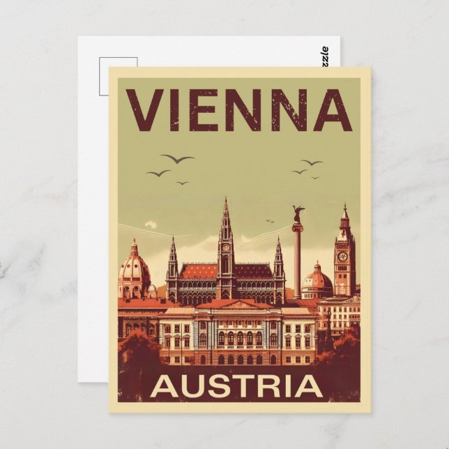 Postal Retro Viena ciudad Austria regalo de skyline (Anverso / Reverso)