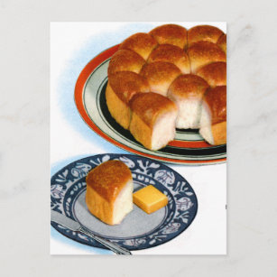 Postal Retro Vintage Kitsch Food Bread Plain Rolling Art