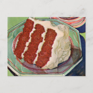 Postal Retro Vintage Kitsch Food Red Velvet Cake Art