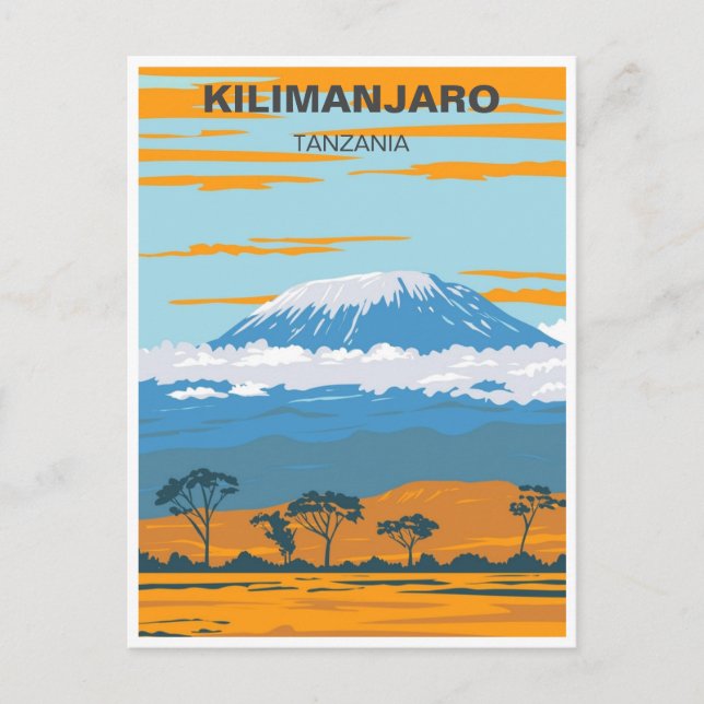 Postal Retro vintage Monte Kilimanjaro Tanzania África (Anverso)