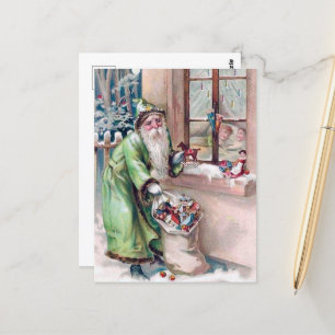 postal retro vintage navideña Santa Holiday