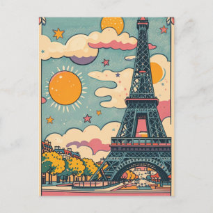 Postal retro vintage pastel París