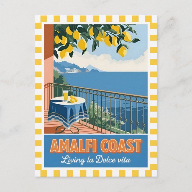 Postal Retro Vintage Travel Amalfi Coast Italy Scenic (Anverso)