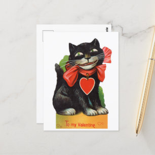 Postal Retro vintage Valentine cat