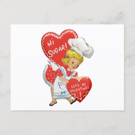 Postal Retro Vintage Valentine Chica Hi Sugar