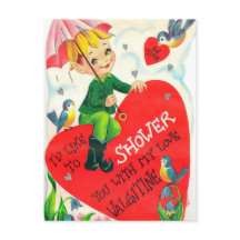 Postal retro vintage Valentine Holiday Shower