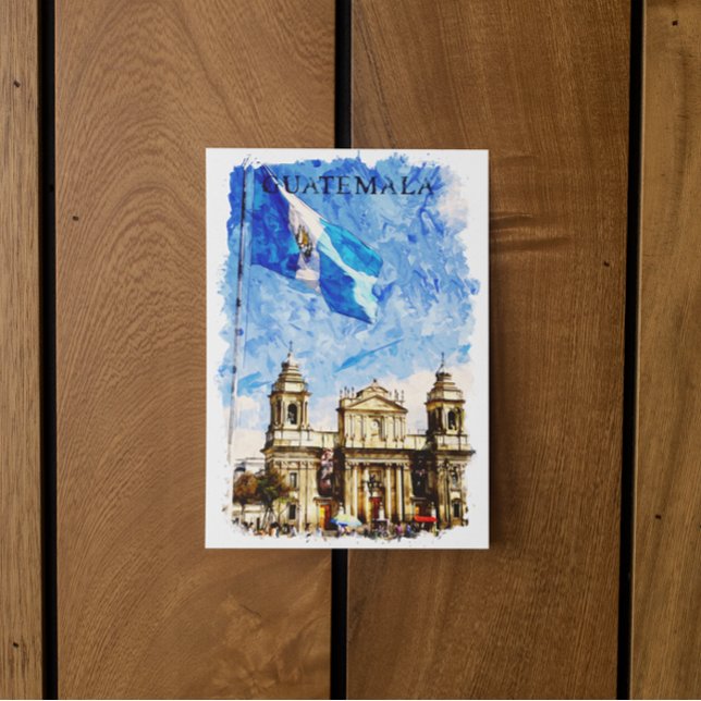 Postal Retro Vintage Viajes Guatemala Acuarela (Retro Vintage Travel Guatemala Watercolor Postcard
)