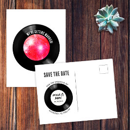 Postal Retro Vinyl Record Pink Disco Ball Save the Date