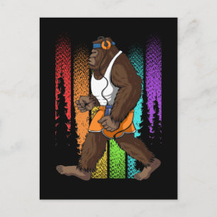 Postal Retro Walking Bigfoot Weird