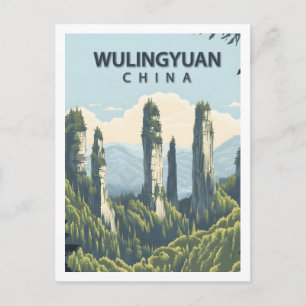 Postal Retro Wulingyuan China Parque Nacional Zhangjiajie