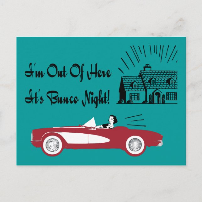 Postal Retro y Vintage Bunco Red Convertible (Anverso)