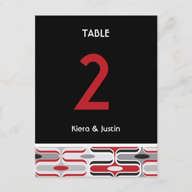 Postal Retro Zig Zag Patrón modernidad Art Deco Boda Tabl (Anverso)