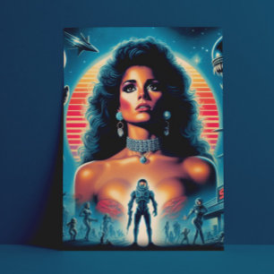 Postal Retrowave Sci-fi Mujer De Los 80
