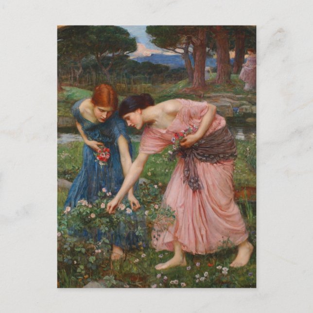 Postal Reúna a Ye Rosebuds por John W. Waterhouse (Anverso)