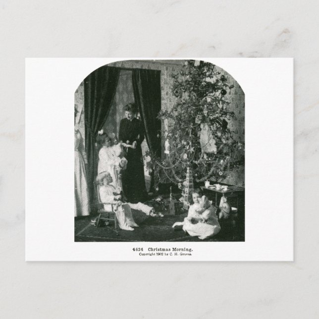 Postal Reúna "alrededor del árbol" - Vieja Stereovista (Anverso)