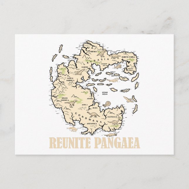 Postal Reúne Pangaea World map History Funny Geology Gi (Anverso)