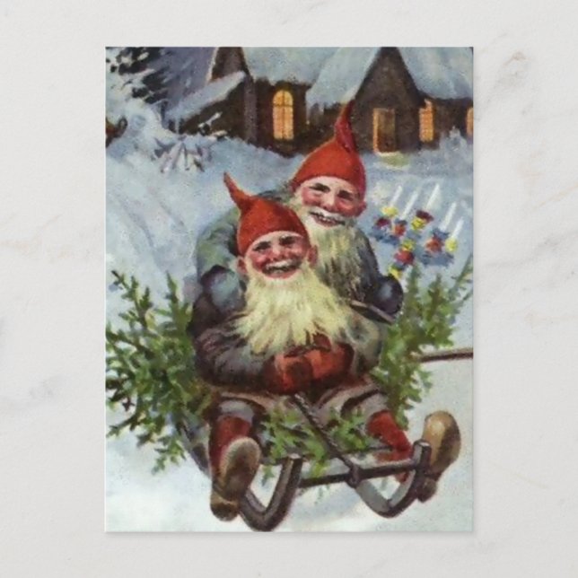 Postal "Reuniendo los Pinos Boughs" por Jenny Nystrom (Anverso)