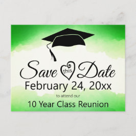 Postal Reunión de Clase de Acuarela Verde Guardar la Fech