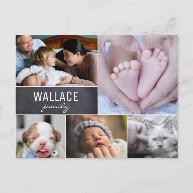 Postal Reunión de Collages de fotos de familia de fotogra (Anverso)