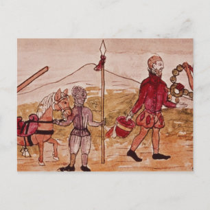 Postal Reunión de Hernando Cortes y Montezuma