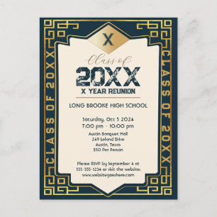 Postal Reunión de la escuela secundaria de Art Deco