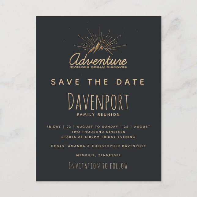 Postal Reunión de la familia Mountain Adventure Save the  (Anverso)