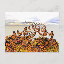 Postal Reunión de mariposas monarcas