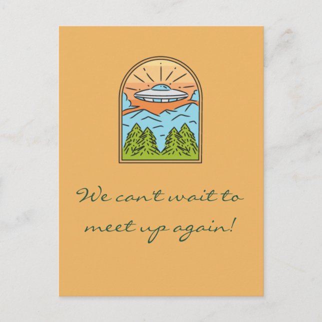 Postal Reunión de nuevo de visitantes del espacio de OVNI (Anverso)