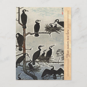 Postal Reunión de Shiro Kasamatsu de Cormorants ukiyo-e