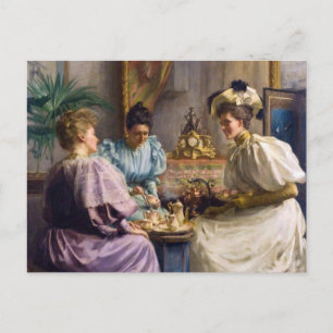 Postal Reunión de Té de Tarde Elegante Eduardiana