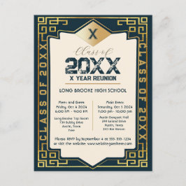 Postal Reunión del año de graduación en blanco Art Deco