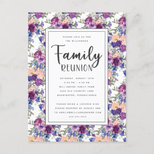 Postal Reunión Elegante De La Familia De Guiones Florales