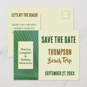 Postal Reunión en la Playa con Palmeras Save The Date