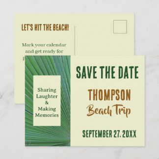 Postal Reunión en la Playa con Palmeras Save The Date