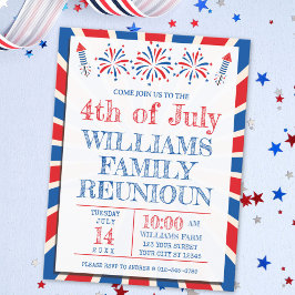 Postal Reunión Familiar Americana del 4 de Julio de Indep