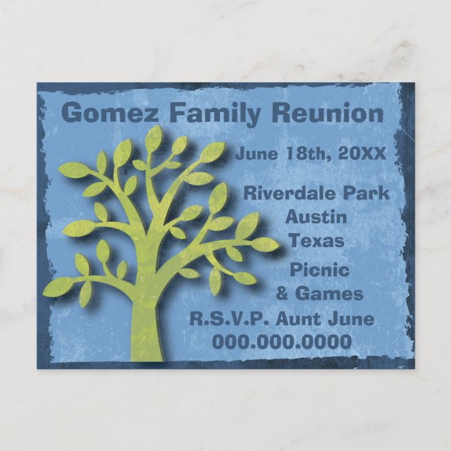 Postal Reunión familiar de árbol de familia moderna (Anverso)