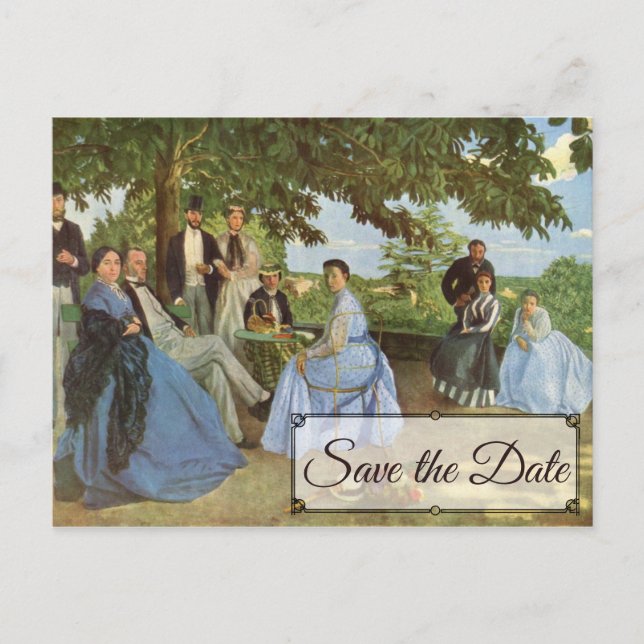 Postal Reunión familiar de Frédéric Bazille salva la fech (Anverso)